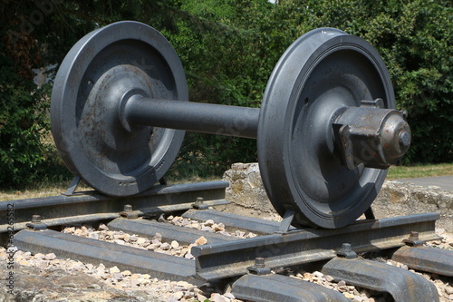 Radsatz für Eisenbahn, Lokomotive, Waggon StockFoto Adobe Stock