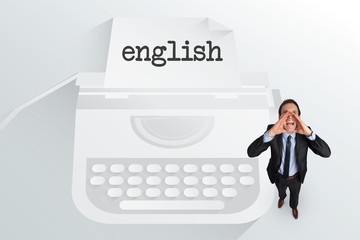 Aufkleber - The word english and shouting businessman