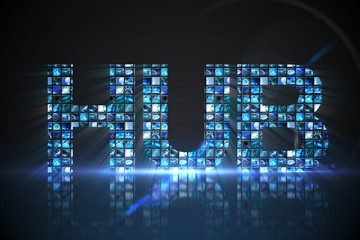 Fototapete - Hub made of digital screens in blue