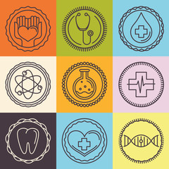 Poster - Vector outline logos - healthcare and medicine