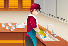 Man Washing Dishes