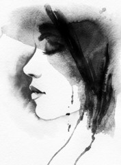 Wall Mural - woman portrait  .abstract  watercolor .fashion background