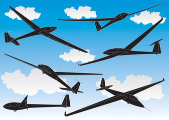 Wall Mural - vector gliders outlines set