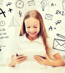 Wall Mural - girl with tablet pc at school