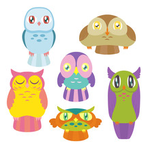 Colorful Owl Characters