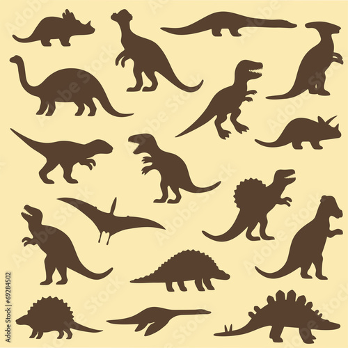 Fotografering vector set silhouettes of dinosaur,animal illustration