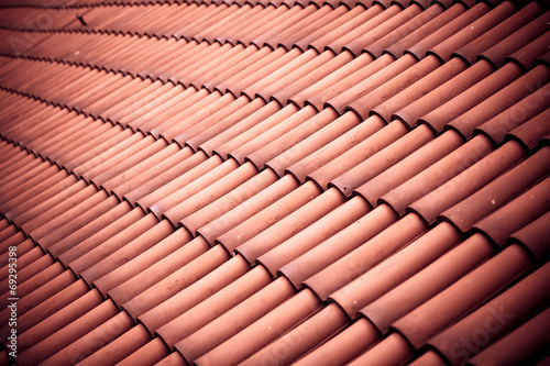 Fotografie, Obraz Red tiles roof texture architecture background