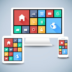 Aufkleber - Modern flat user interface kit in computer, mobile, tablet