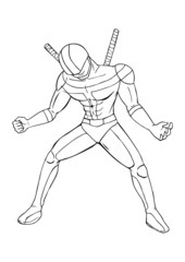 Wall Mural - Outline illustration of a superhero