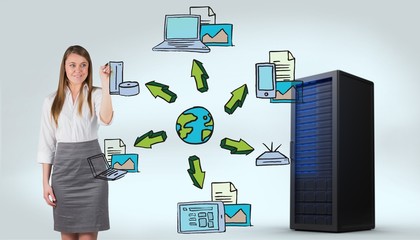 Poster - Composite image of smiling businesswoman