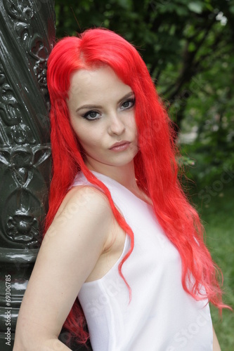Portrait Of Young Girl With Bright Red Hair Buy This Stock Photo