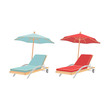 Beach chaise lounge with umbrella.