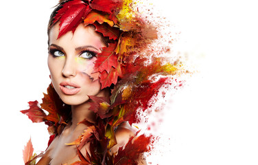 Poster - Autumn Woman portrait with creative makeup