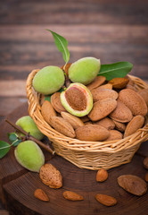 Wall Mural - Fresh almonds in the basket