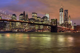 Fototapeta  - New York City - Brooklyn Bridge, Manhattan skyline at night, USA