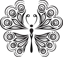 Delicate butterfly silhouette. Drawing of lines and points