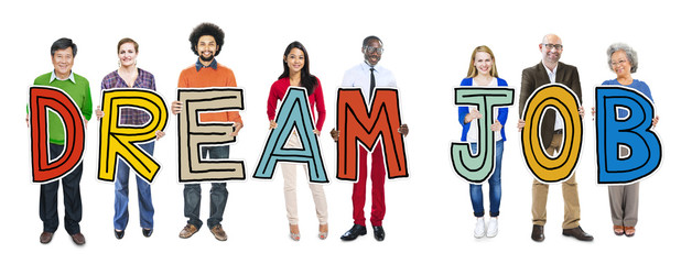 Sticker - Multiethnic Group of People Holding Dream Job