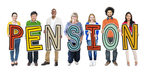 Wall Mural - Group of People Standing Holding Pension Letter