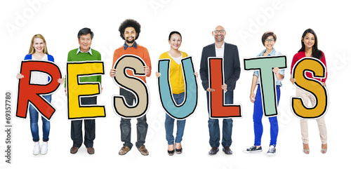 Fotografía Group of People Standing Holding Result Letter