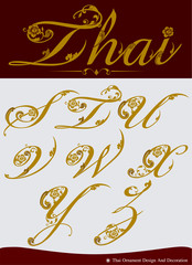 Vector of Thai Calligraphic Alphabet Set Three