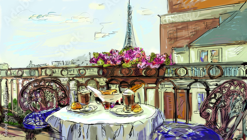 Obraz w ramie Street in paris - illustration