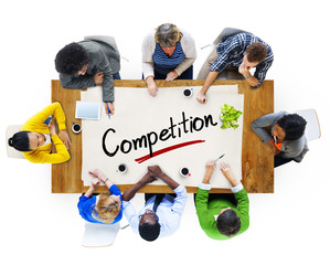 Wall Mural - Multiethnic Group with Competition Concept
