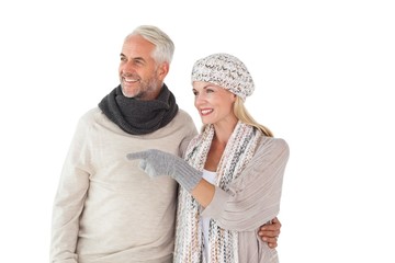 Aufkleber - Happy couple in winter fashion looking