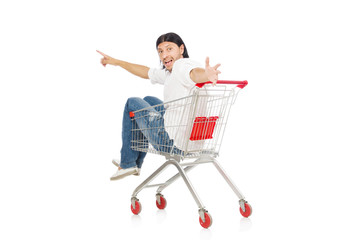 Shopping cart with supermarket basket