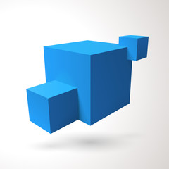 Aufkleber - Three 3D cubes logo