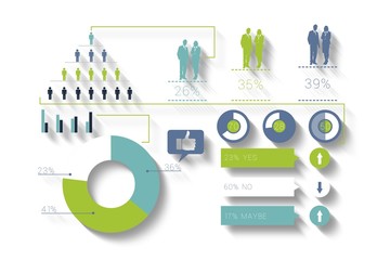 Poster - Digitally generated blue and green business infographic