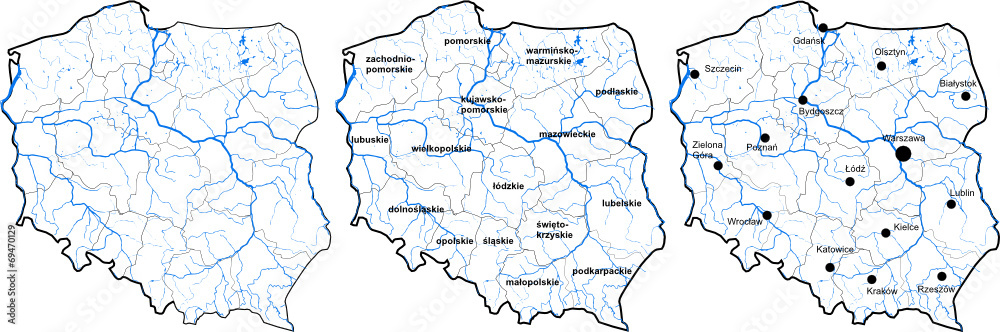 Mapa Polski - obrazy, fototapety, plakaty 
