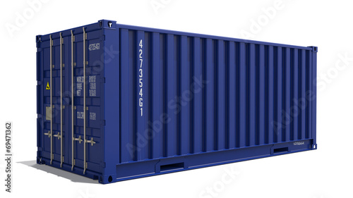 Fotomural Blue 3d Container Isolated on White.