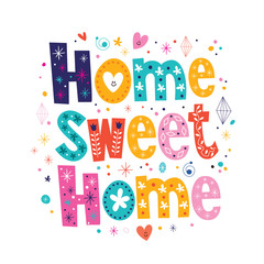 Wall Mural - home sweet home typography lettering decorative text
