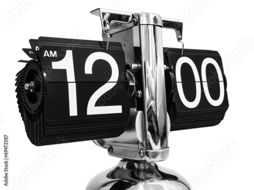 Fotografie, Obraz Modern clock at twelve hours zero minutes.