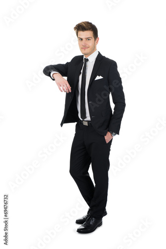 Fotografía Confident Businessman Leaning On Invisible Wall
