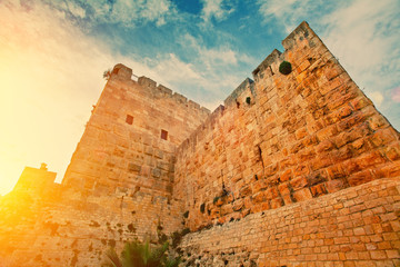 Ancient wall in old city Jerusalem