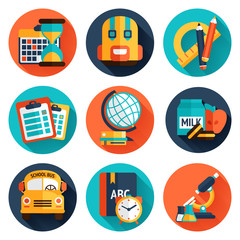 Wall Mural - Education Flat Icons Set