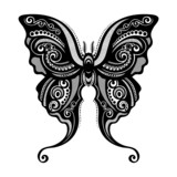 Vector Beautiful Butterfly, Exotic Insect. Patterned design, Tat