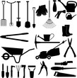 garden tools set vector - silhouette