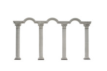 Roman Columns Gate Isolated On White With Clipping Path