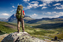 Hiker In The Wilderness Of Sweden