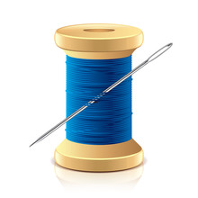 Needle And Thread Spool Vector Illustration