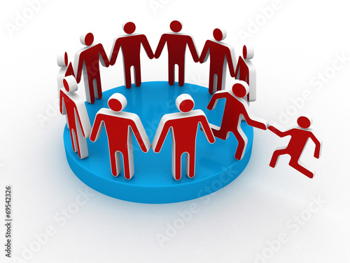 Helping hand member to join up with large social group Poster