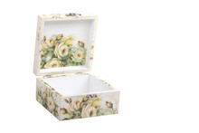 Floral Pattern Box Decorated With Decoupage Paper Handmade