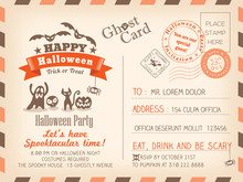Happy Halloween Vintage Postcard Background Design