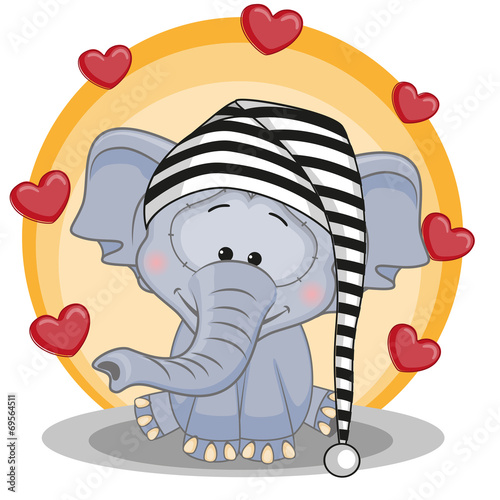 Obraz w ramie Elephant with hearts