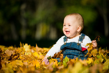 Happy childhood - autumn sunny day