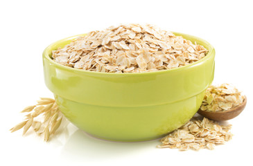 Sticker - bowl of oat flake on white