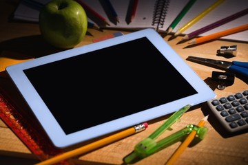 Poster - Students table with school supplies