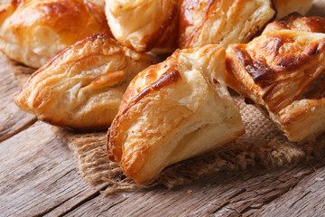 Wall Mural - Pies of puff pastry close up horizontal